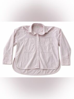 Everlane Organic Cotton Relaxed Coastal Grandma Button-Up Shirt Pink Medium